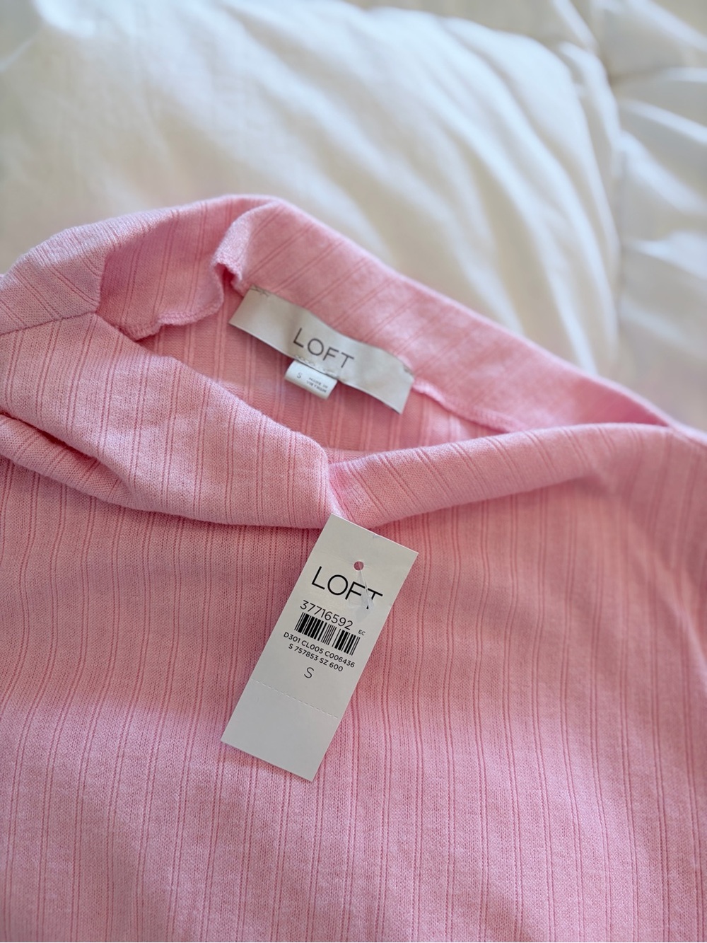 LOFT Soft Pink Ribbed Long Sleeve Top - Picture 6 of 6